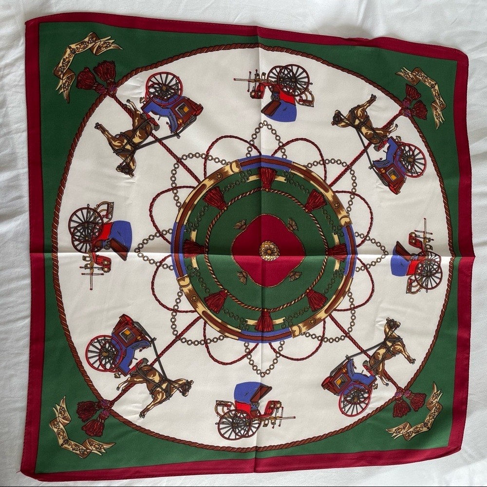 Horse and Carriage Square Decorative Scarf - Picture 3 of 3